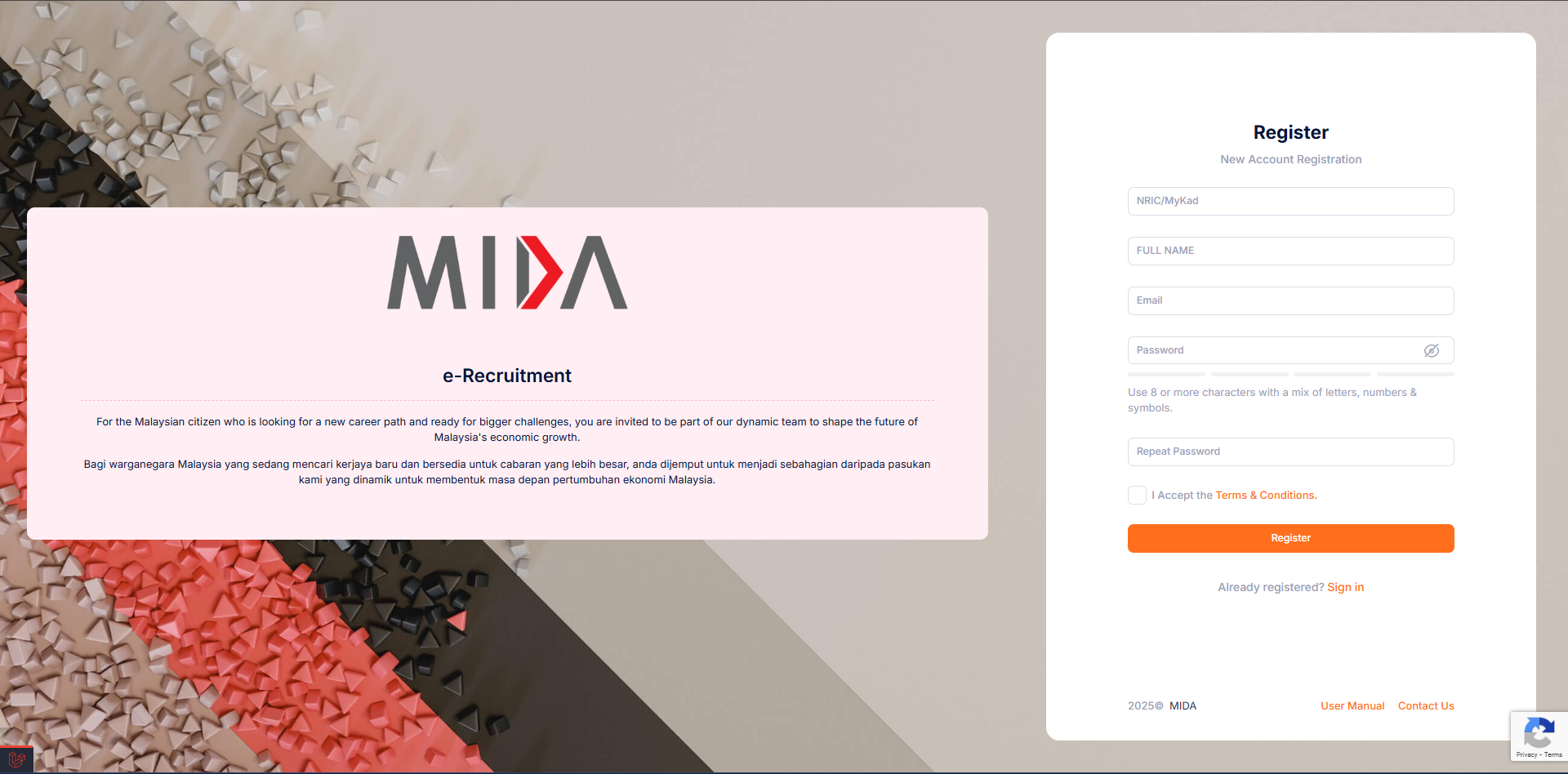 New Registration screenshot